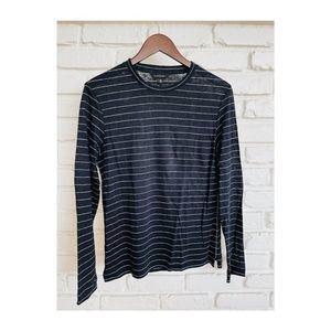 Club Monaco Striped Long Sleeve Linen Crew